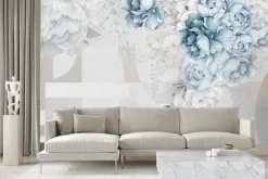 Fototapeta Do Salonu Peonie Wzór Geometryczny 90x60cm