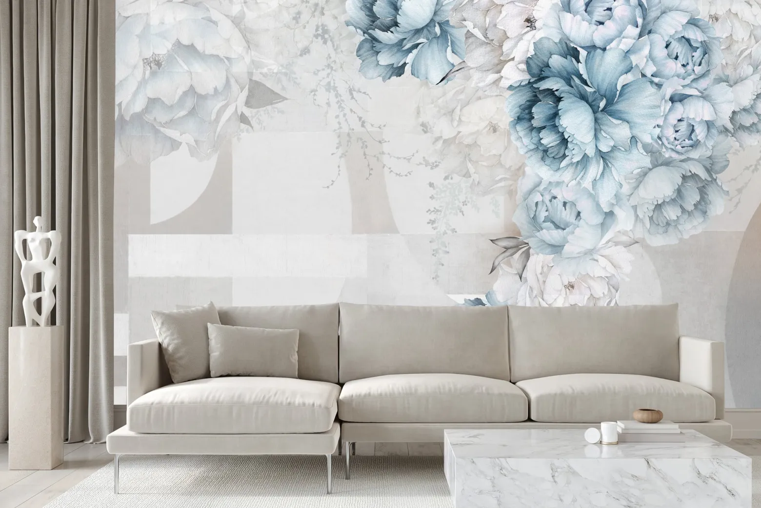 Fototapeta Do Salonu Peonie Wzór Geometryczny 90x60cm