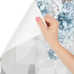 Fototapeta Do Salonu Peonie Wzór Geometryczny 90x60cm