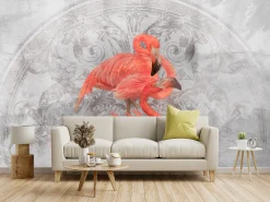 Fototapeta Do Sypialni Flamingi Na Betonie Mural 90x60cm