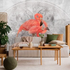 Fototapeta Do Sypialni Flamingi Na Betonie Mural 90x60cm