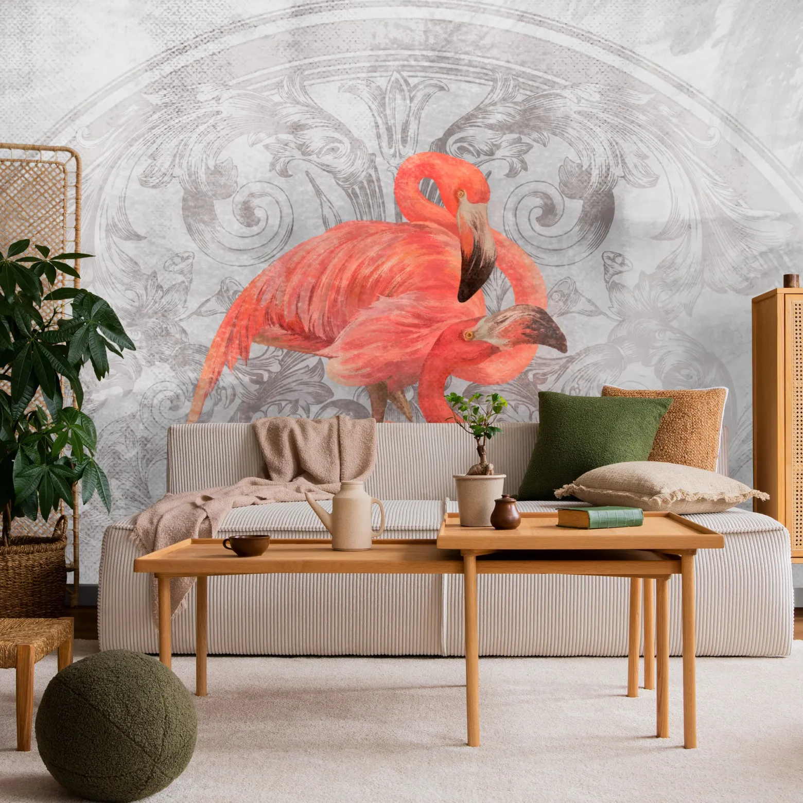 Fototapeta Do Sypialni Flamingi Na Betonie Mural 90x60cm