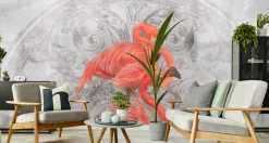 Fototapeta Do Sypialni Flamingi Na Betonie Mural 90x60cm