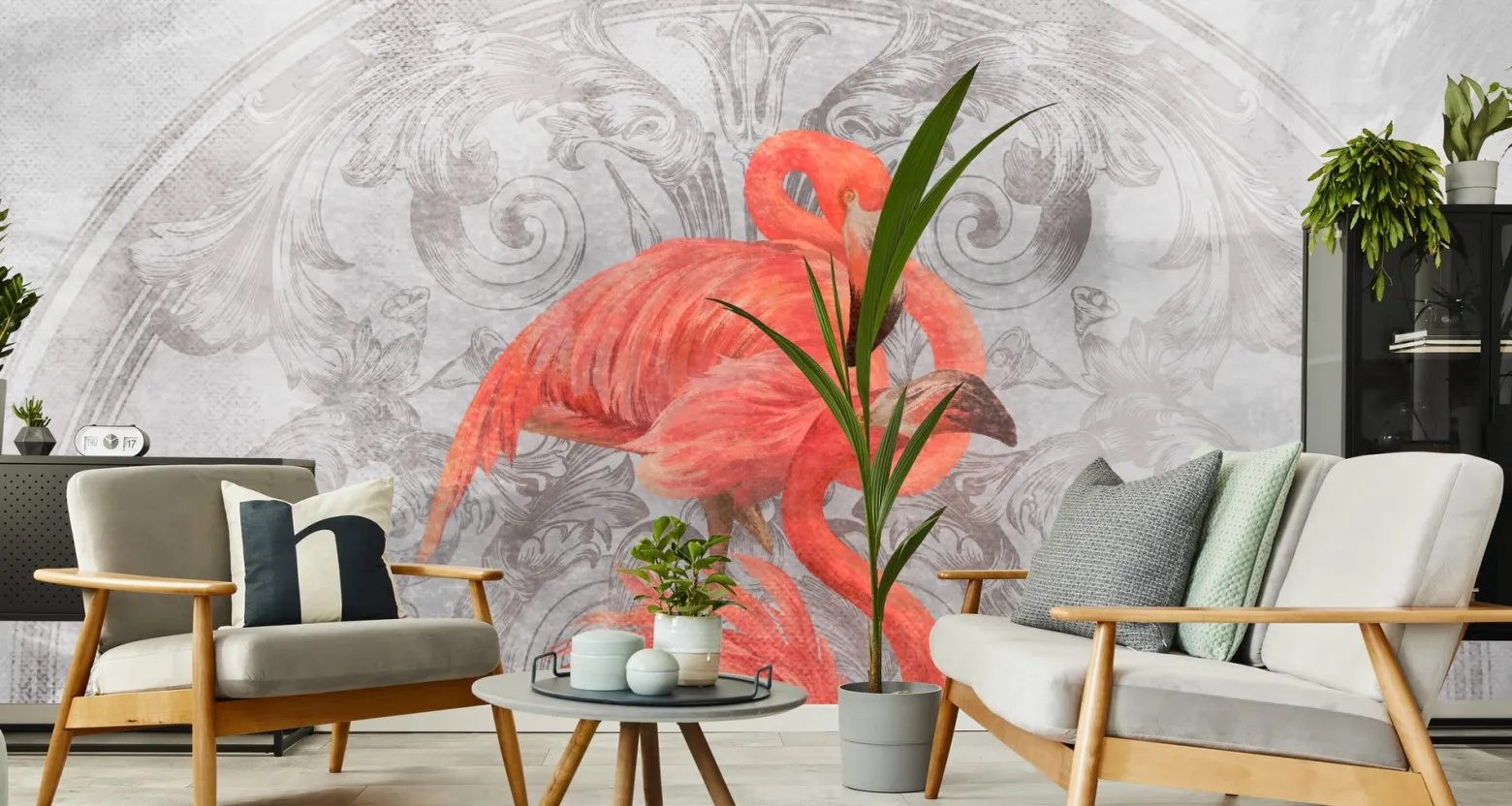 Fototapeta Do Sypialni Flamingi Na Betonie Mural 90x60cm