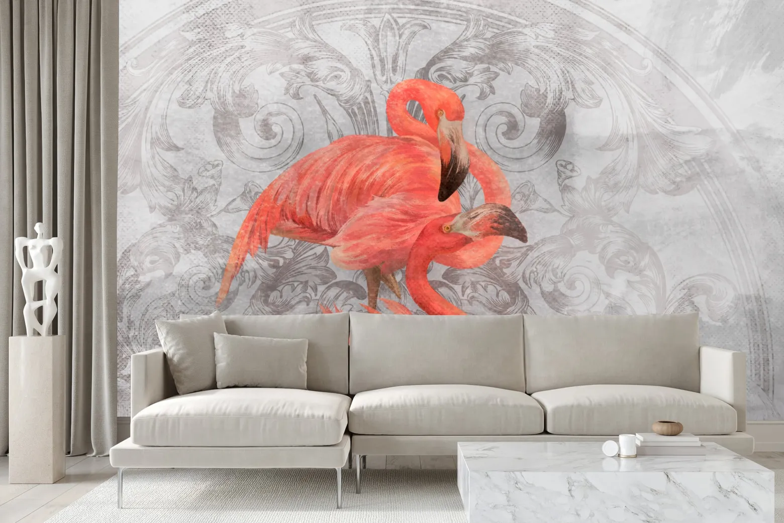 Fototapeta Do Sypialni Flamingi Na Betonie Mural 90x60cm