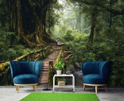 Fototapeta Drzewa 3D Droga W Lesie Natura Na Ścianę Sypialnia Salon 250X175