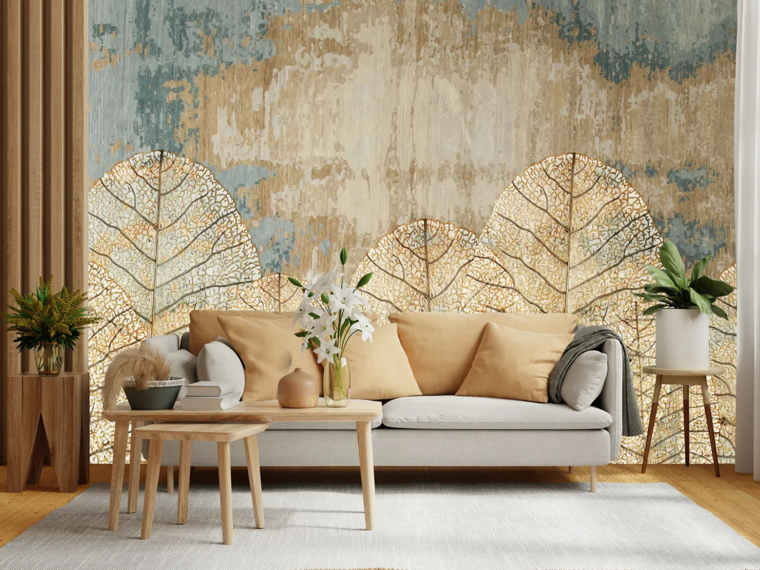 Fototapeta Duże Abstrakcyjne Liście Vintage 90x60cm