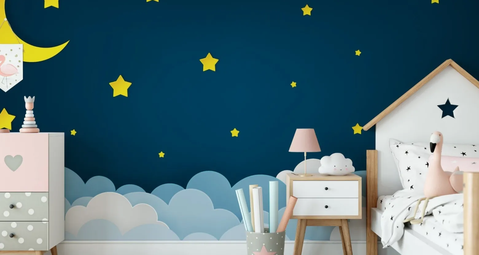 Fototapeta Dziecięca NIEBO Księżyc Gwiazdy Noc 90x60cm