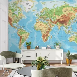 Fototapeta Fizyczna Mapa Świata 90x60cm