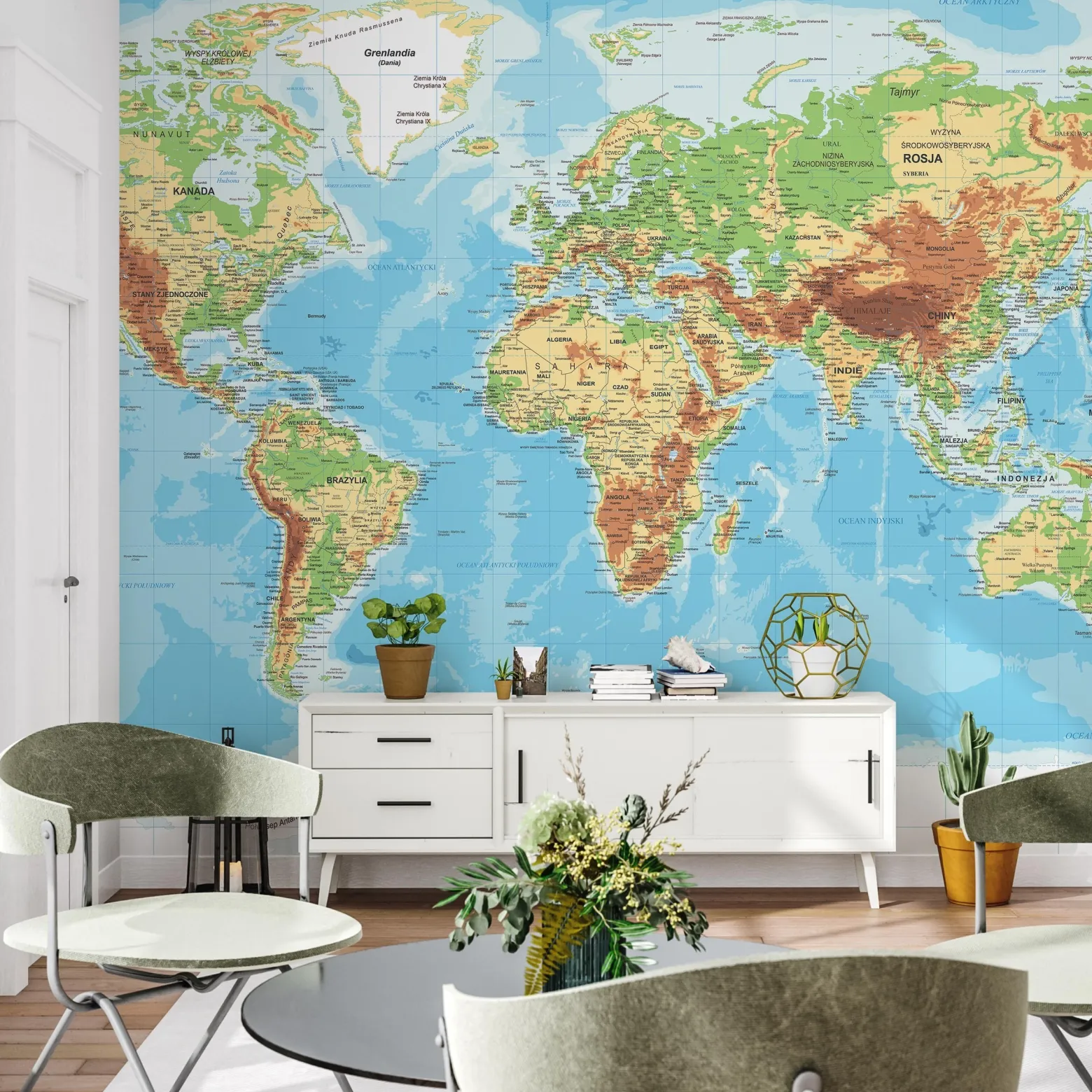 Fototapeta Fizyczna Mapa Świata 90x60cm