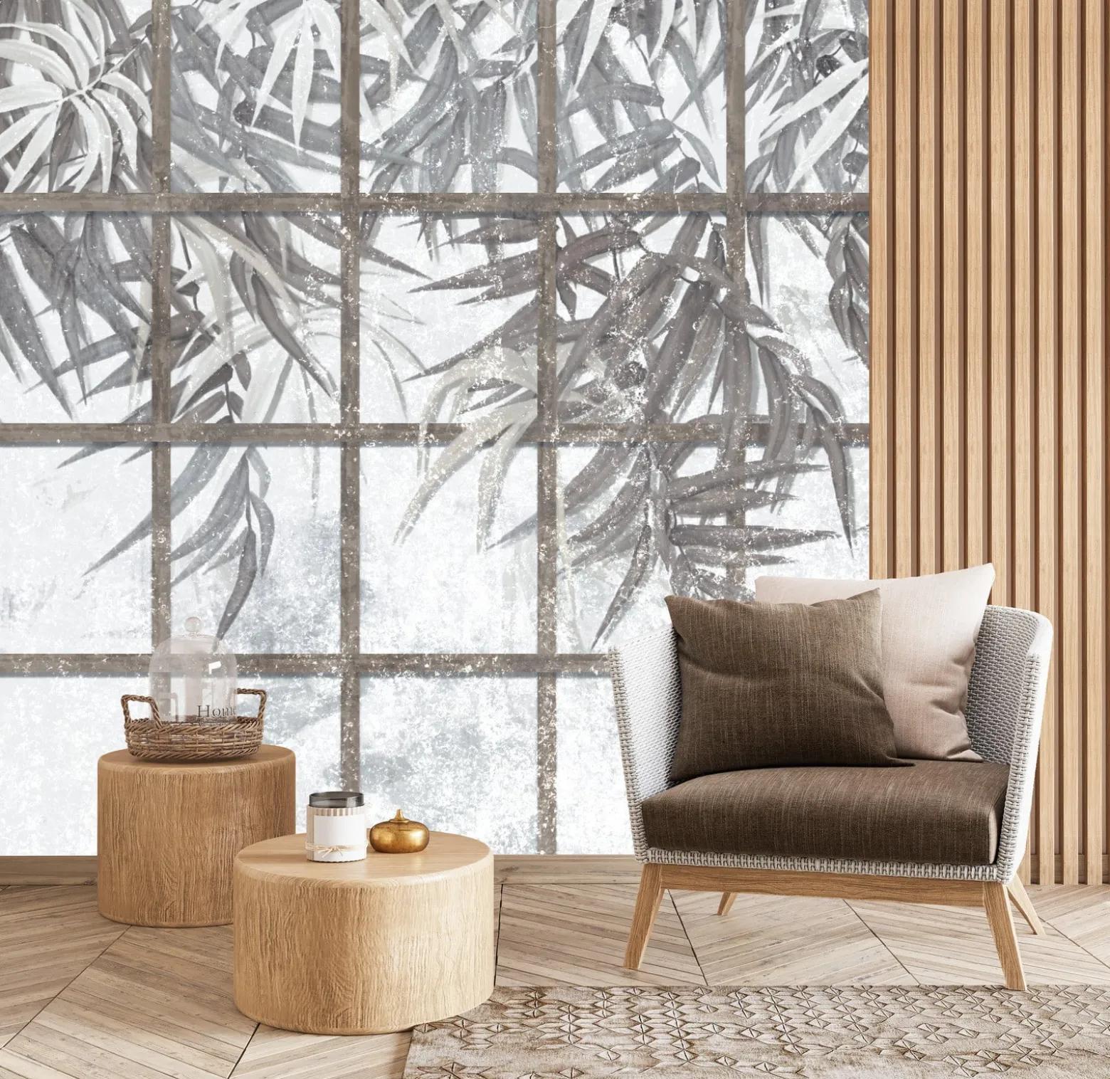 Fototapeta Gałązki Roślin Na Betonie 90x60cm