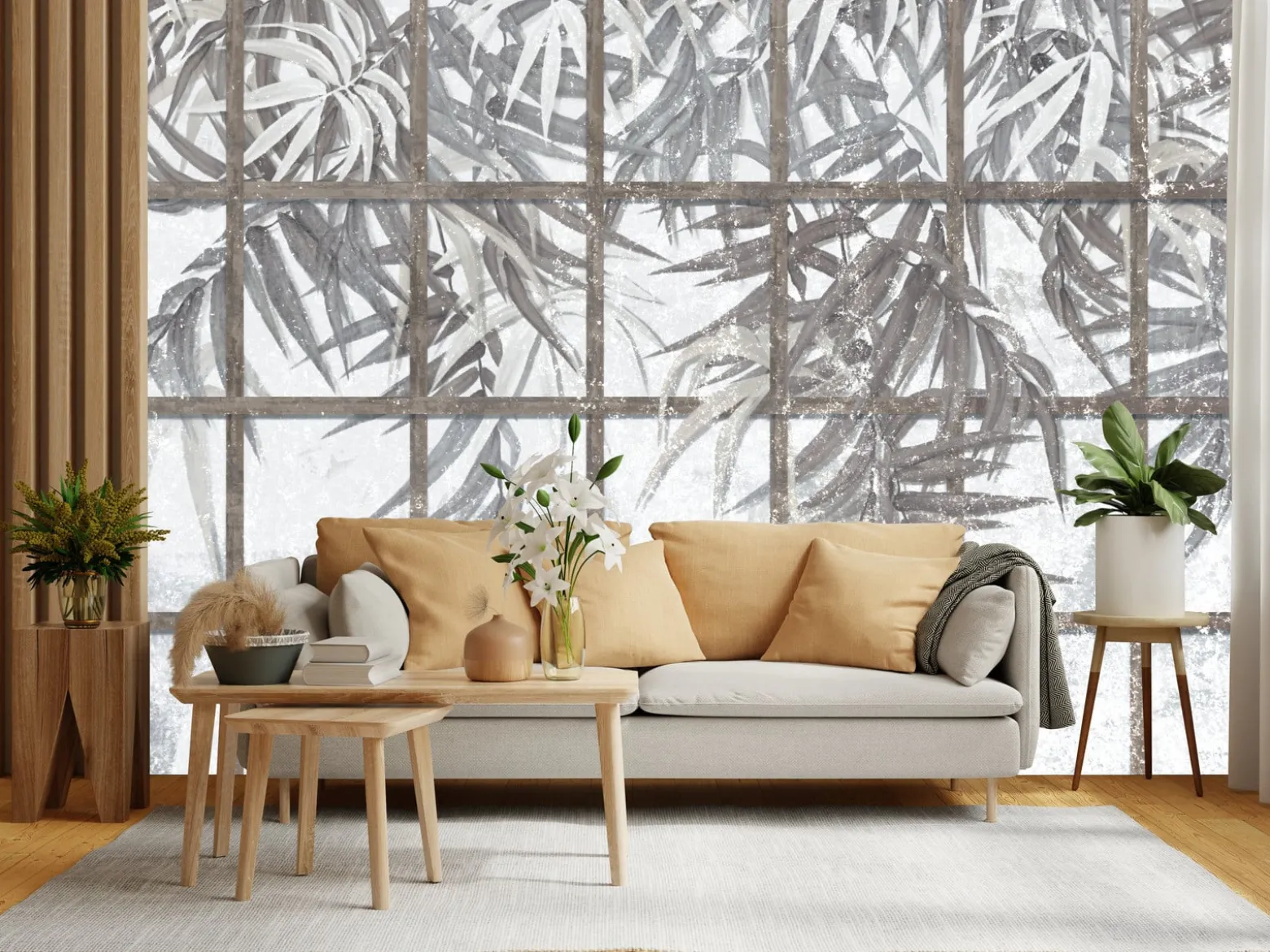 Fototapeta Gałązki Roślin Na Betonie 90x60cm