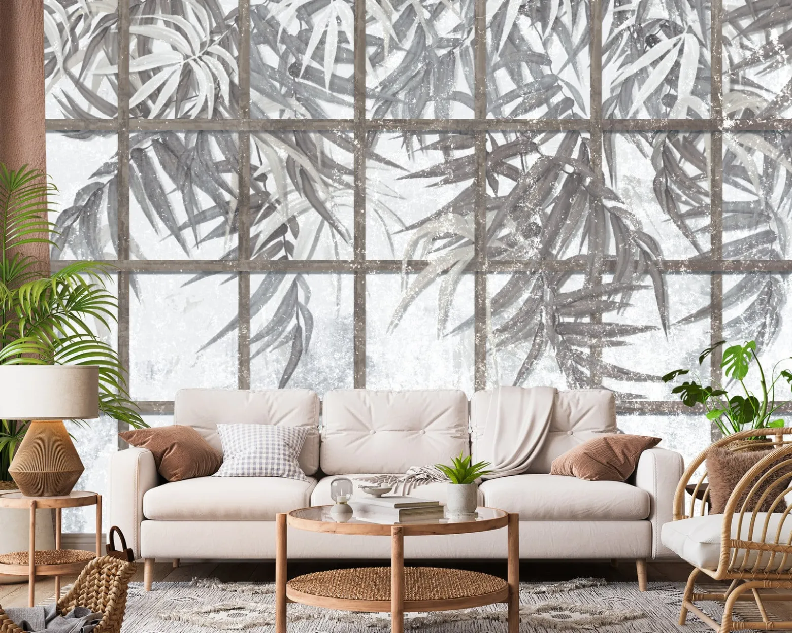 Fototapeta Gałązki Roślin Na Betonie 90x60cm
