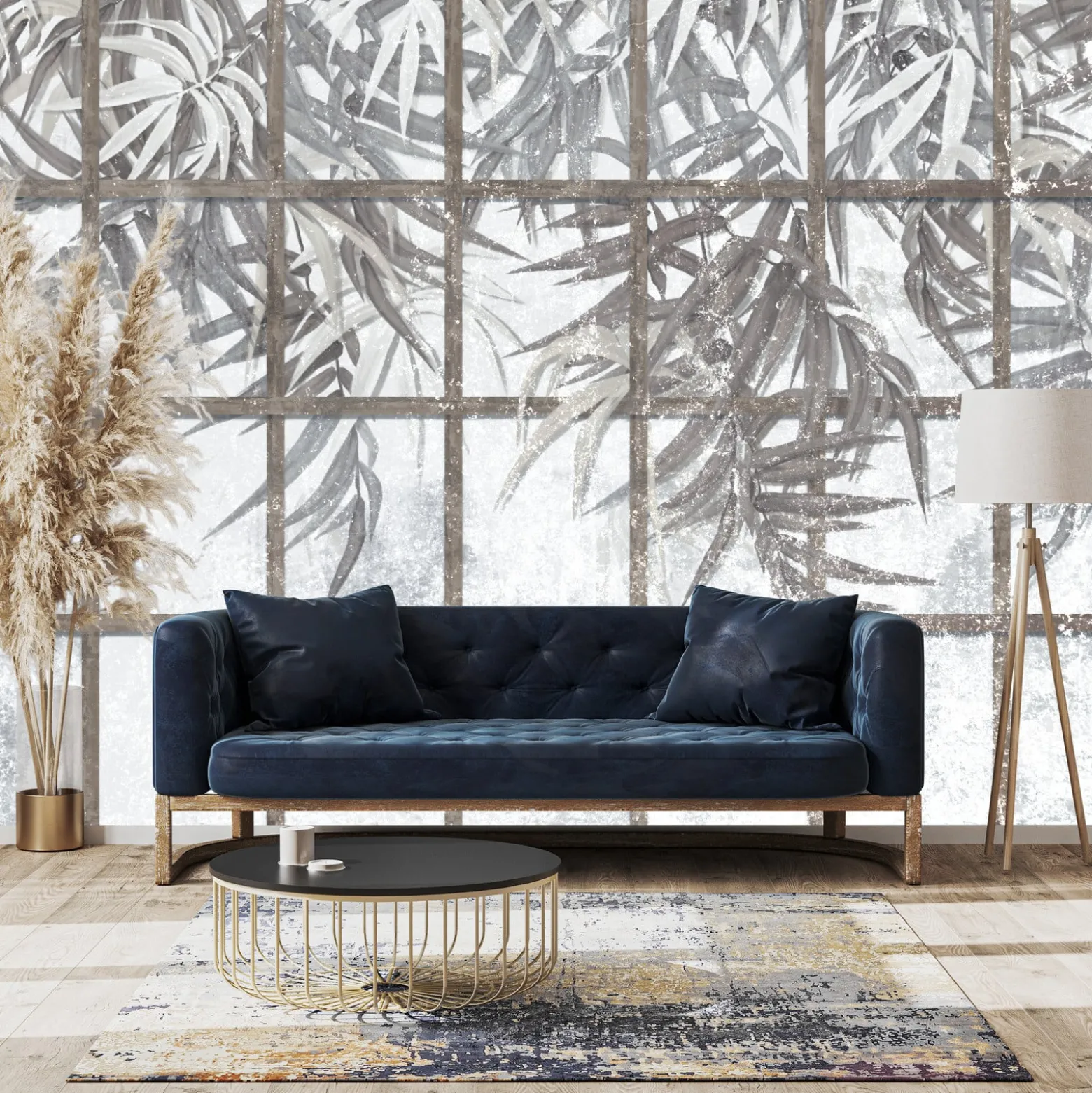 Fototapeta Gałązki Roślin Na Betonie 90x60cm