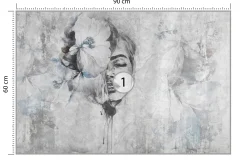 Fototapeta Kobiecy Portret Na Betonie Kwiaty 90x60cm