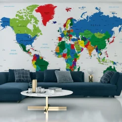 Fototapeta Kolorowa MAPA Polityczna Świata 90x60cm