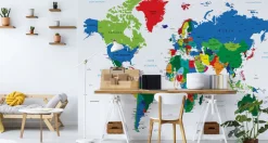 Fototapeta Kolorowa MAPA Polityczna Świata 90x60cm