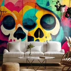 Fototapeta Kolorowe Graffiti z Czaszkami 90x60cm
