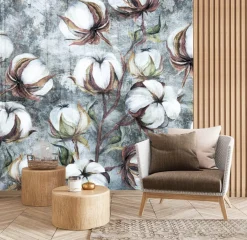 Fototapeta Kulki Bawełny Na Betonie 90x60cm