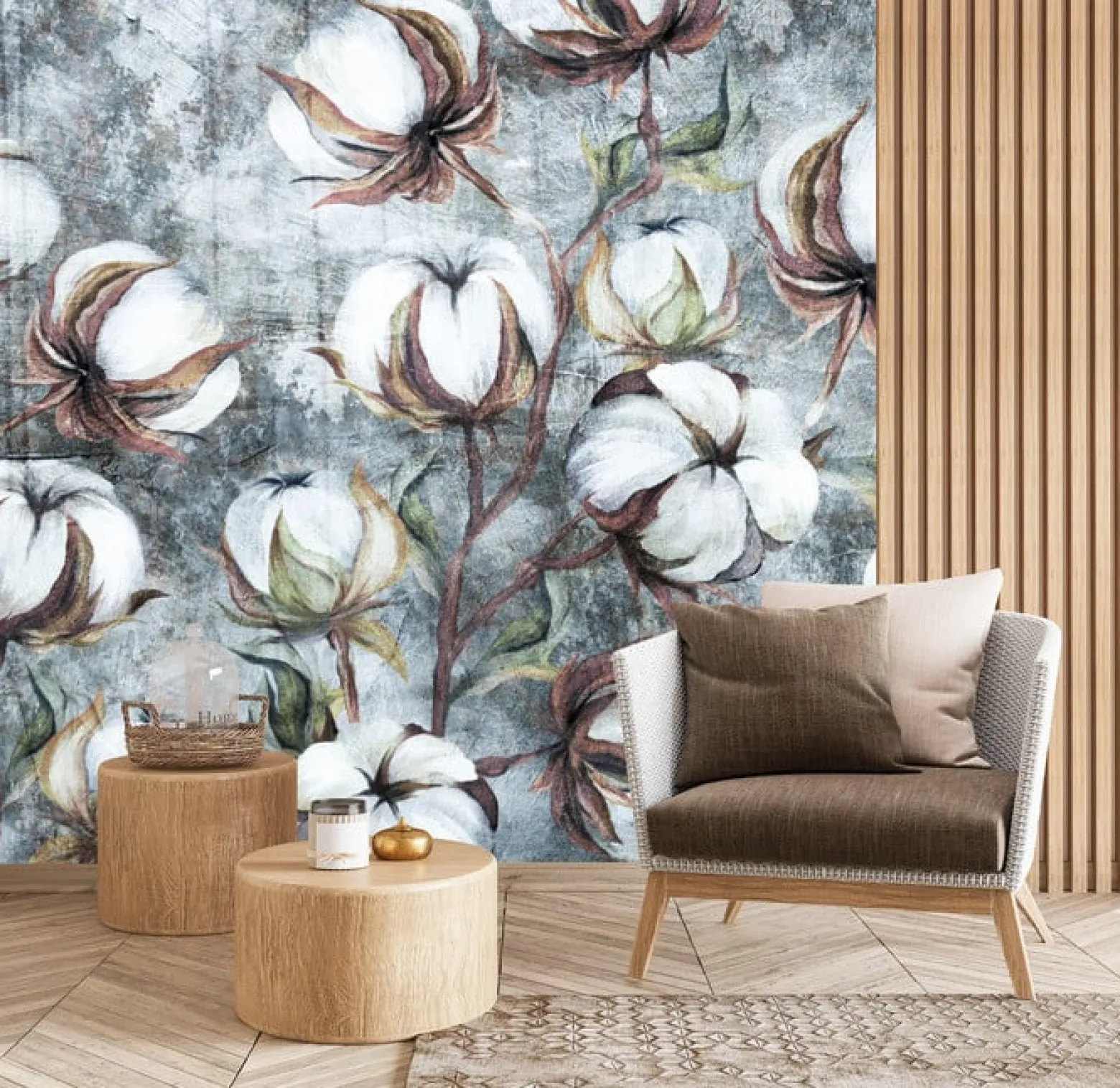 Fototapeta Kulki Bawełny Na Betonie 90x60cm
