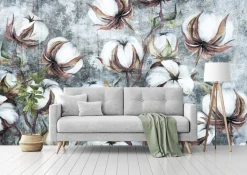 Fototapeta Kulki Bawełny Na Betonie 90x60cm