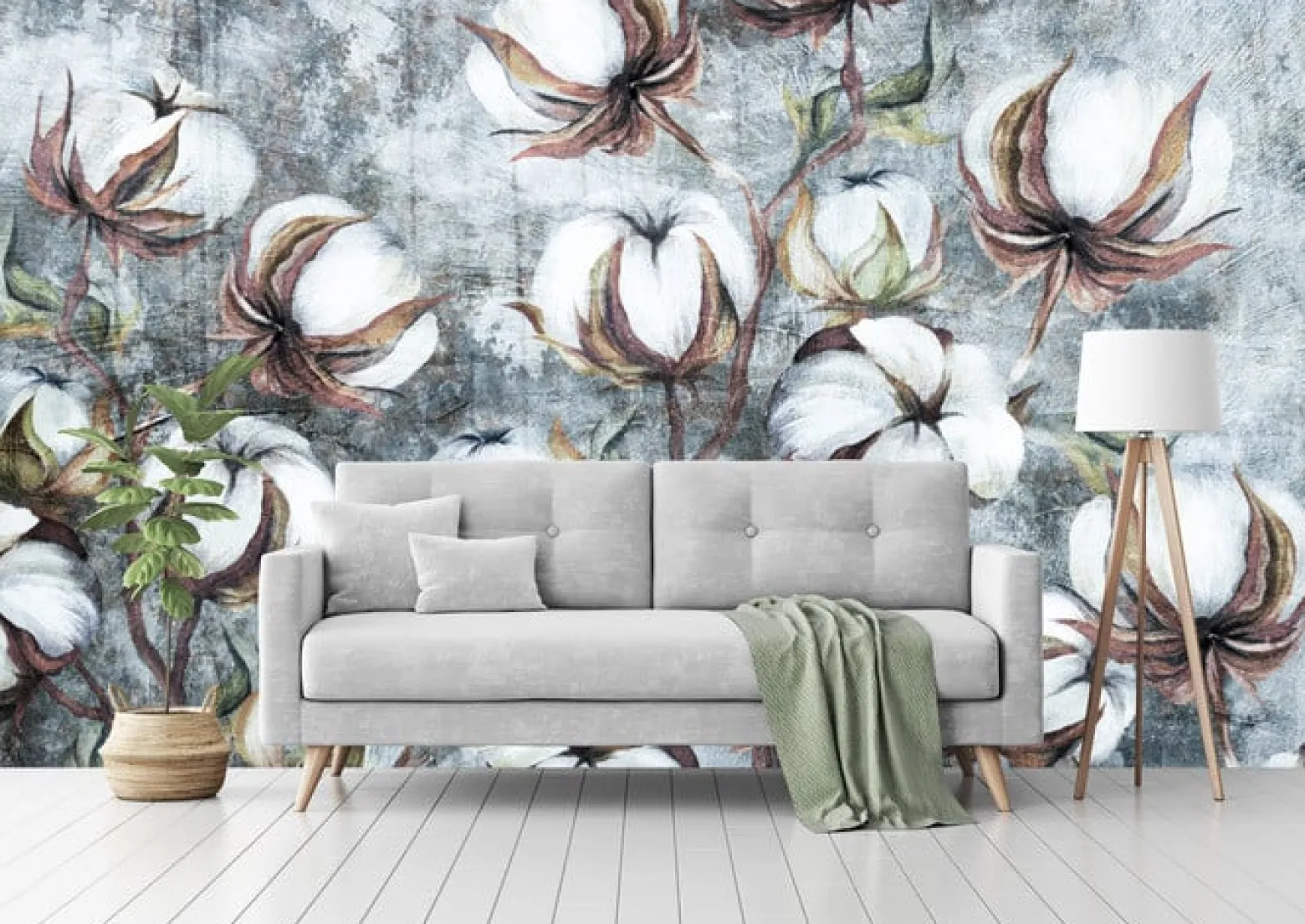 Fototapeta Kulki Bawełny Na Betonie 90x60cm