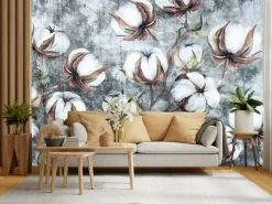 Fototapeta Kulki Bawełny Na Betonie 90x60cm