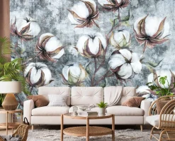 Fototapeta Kulki Bawełny Na Betonie 90x60cm