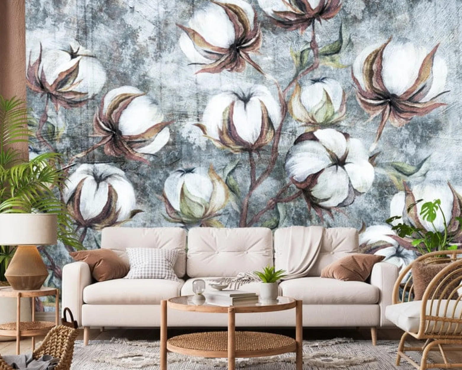 Fototapeta Kulki Bawełny Na Betonie 90x60cm