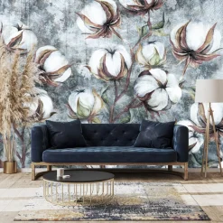 Fototapeta Kulki Bawełny Na Betonie 90x60cm