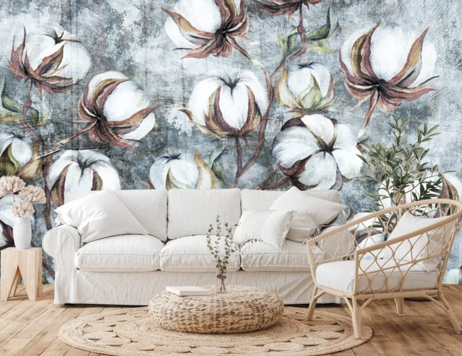Fototapeta Kulki Bawełny Na Betonie 90x60cm