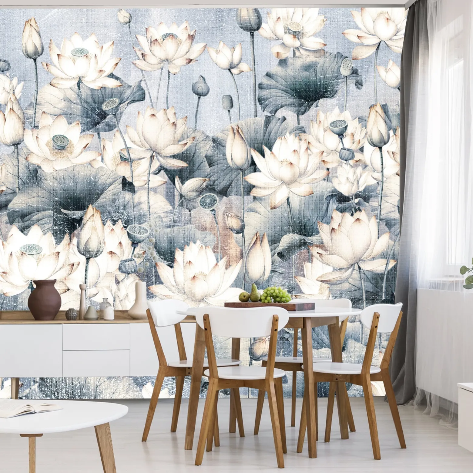 Fototapeta Kwiaty Lotosu W Stylu Vintage 90x60cm