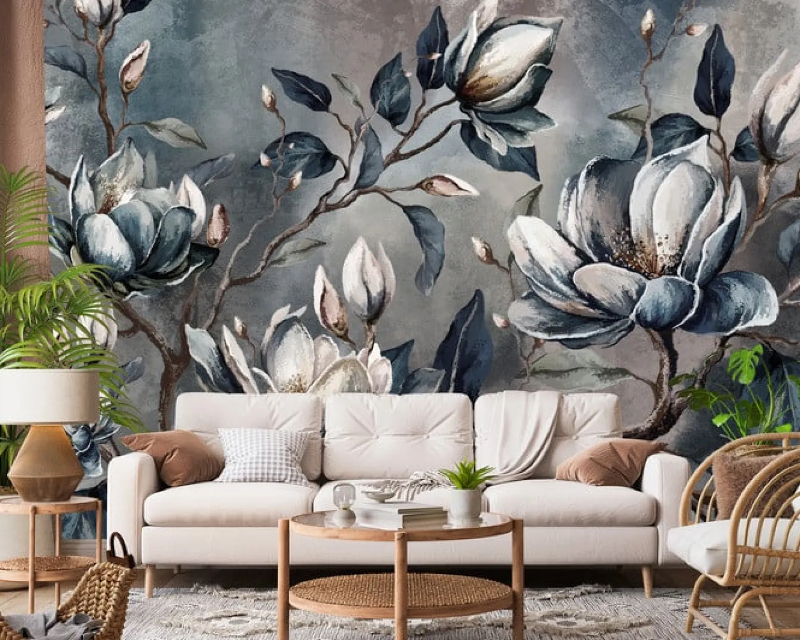 Fototapeta Kwiaty Magnolii Na Betonie 90x60cm