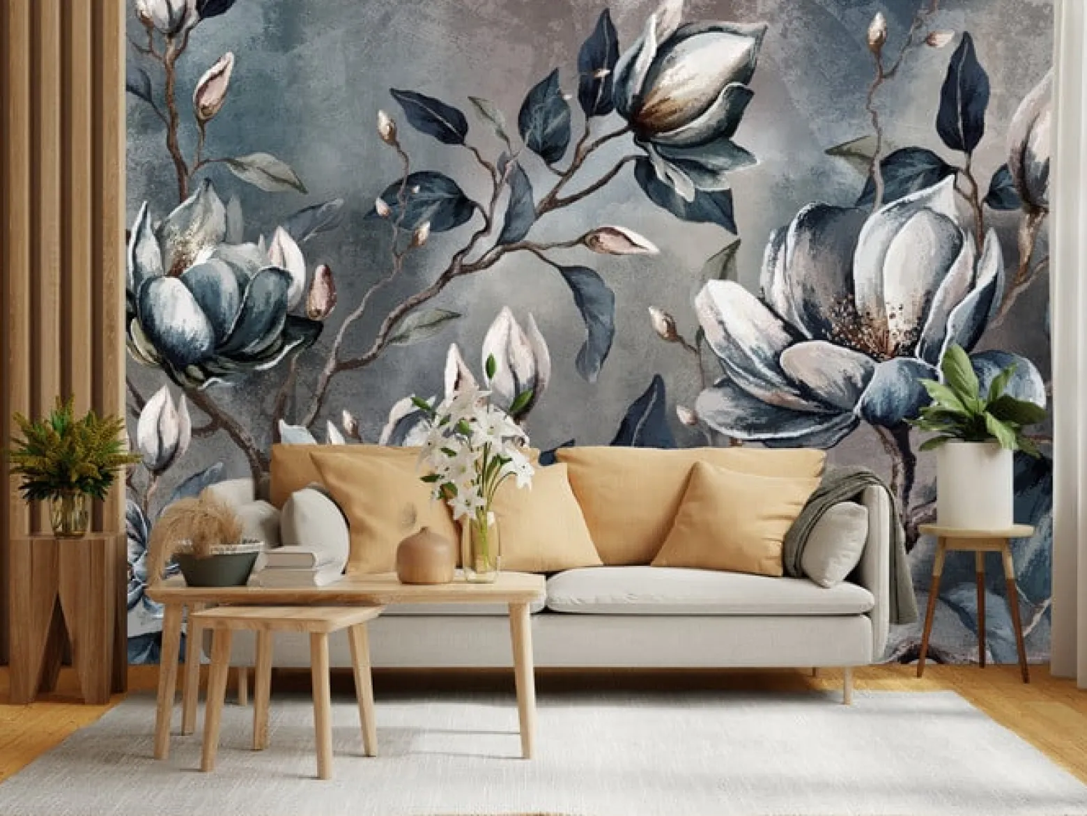 Fototapeta Kwiaty Magnolii Na Betonie 90x60cm