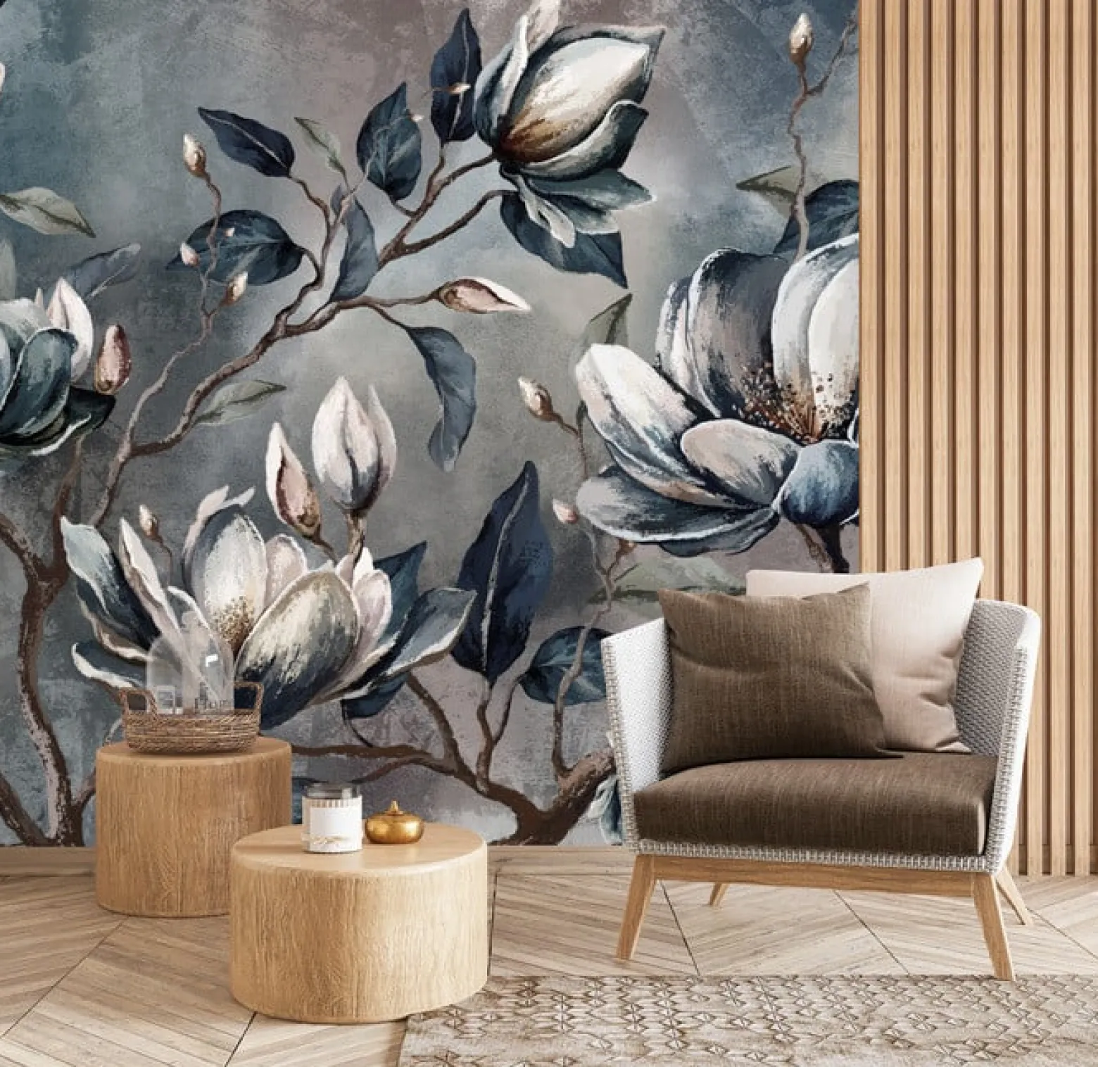 Fototapeta Kwiaty Magnolii Na Betonie 90x60cm