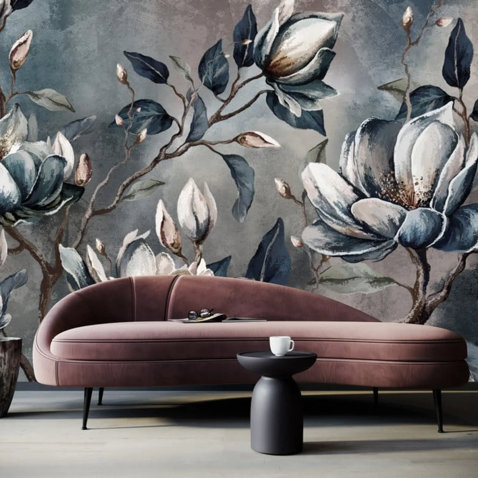 Fototapeta Kwiaty Magnolii Na Betonie 90x60cm