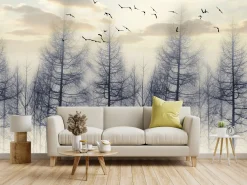 Fototapeta Las Spowity Mgłą O Wschodzie 90x60cm