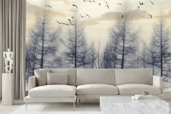 Fototapeta Las Spowity Mgłą O Wschodzie 90x60cm
