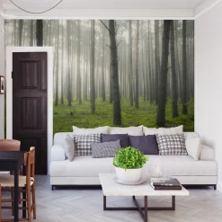 Fototapeta Las W Gęstej Mgle 90x60cm