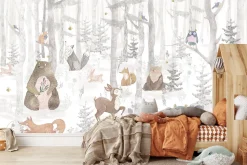 Fototapeta Leśne zwierzęta w stylu skandynawskim 90x60cm