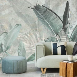 Fototapeta Liście Bananowca Na Betonie 90x60cm