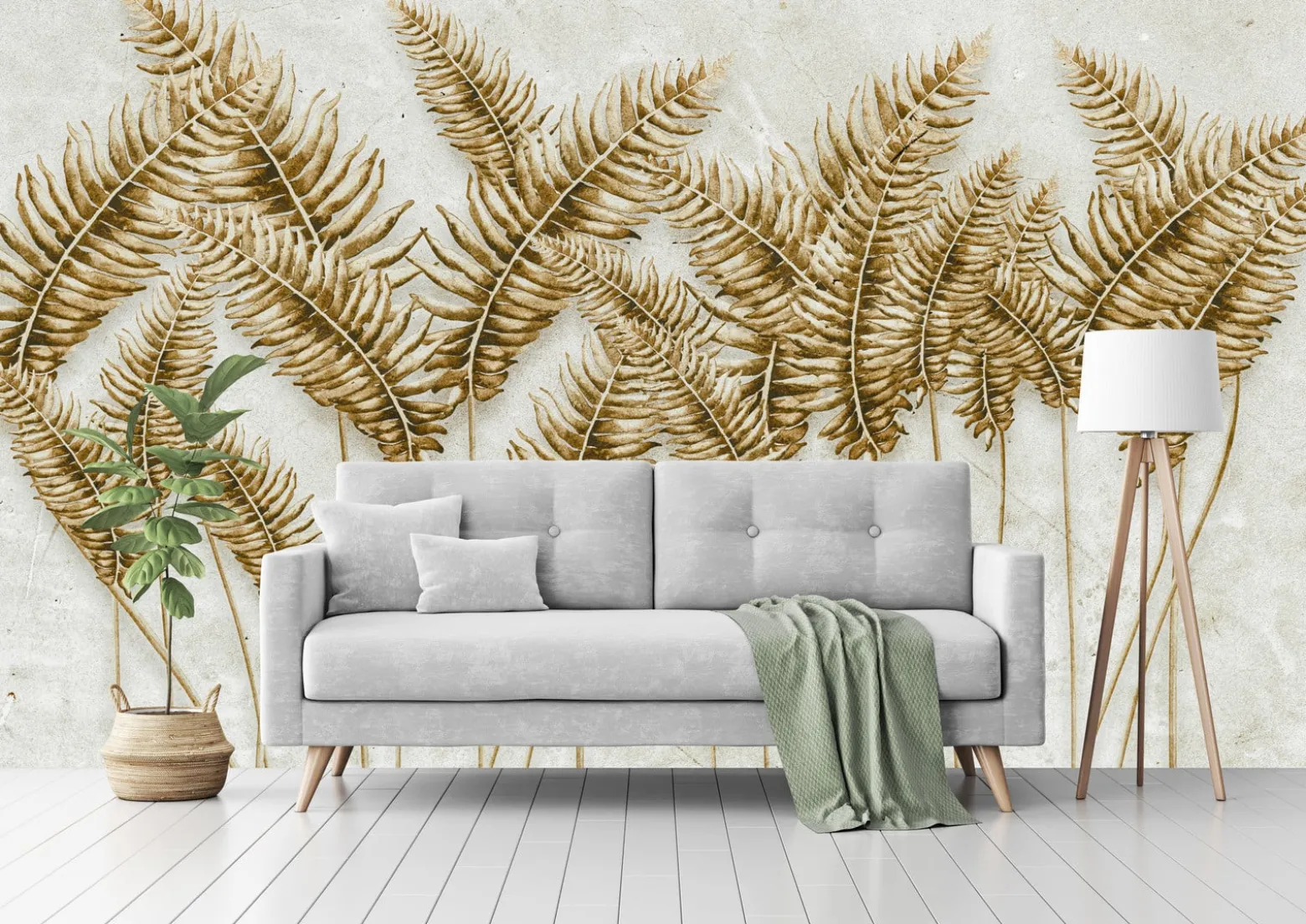 Fototapeta Liście Palmowe Na Betonie 90x60cm