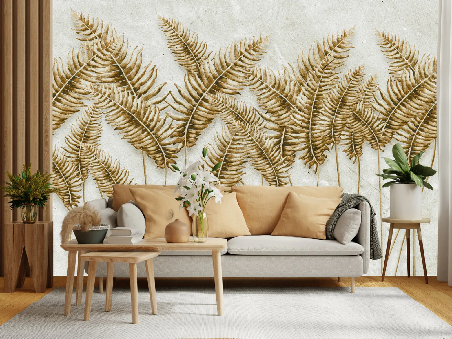Fototapeta Liście Palmowe Na Betonie 90x60cm