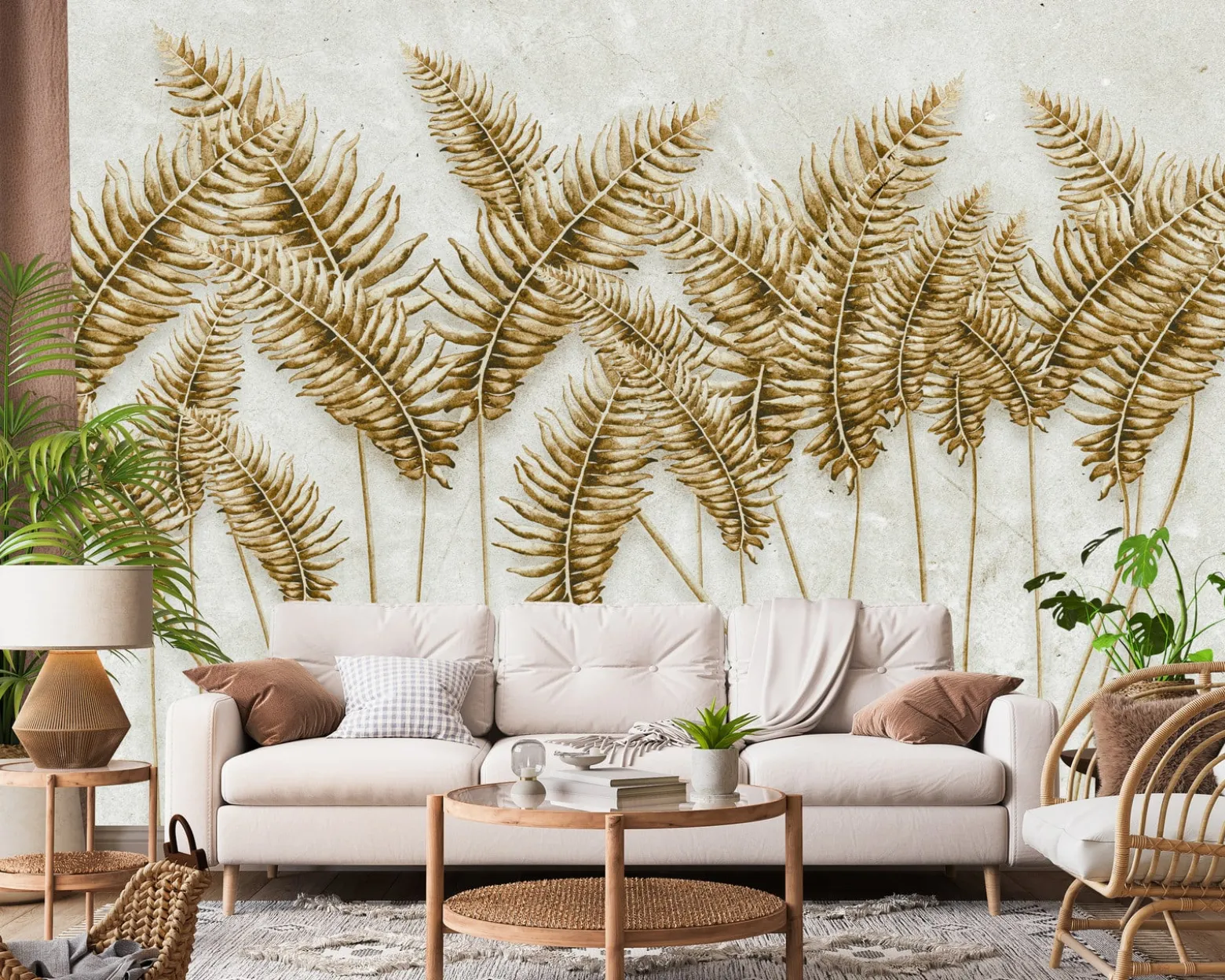 Fototapeta Liście Palmowe Na Betonie 90x60cm