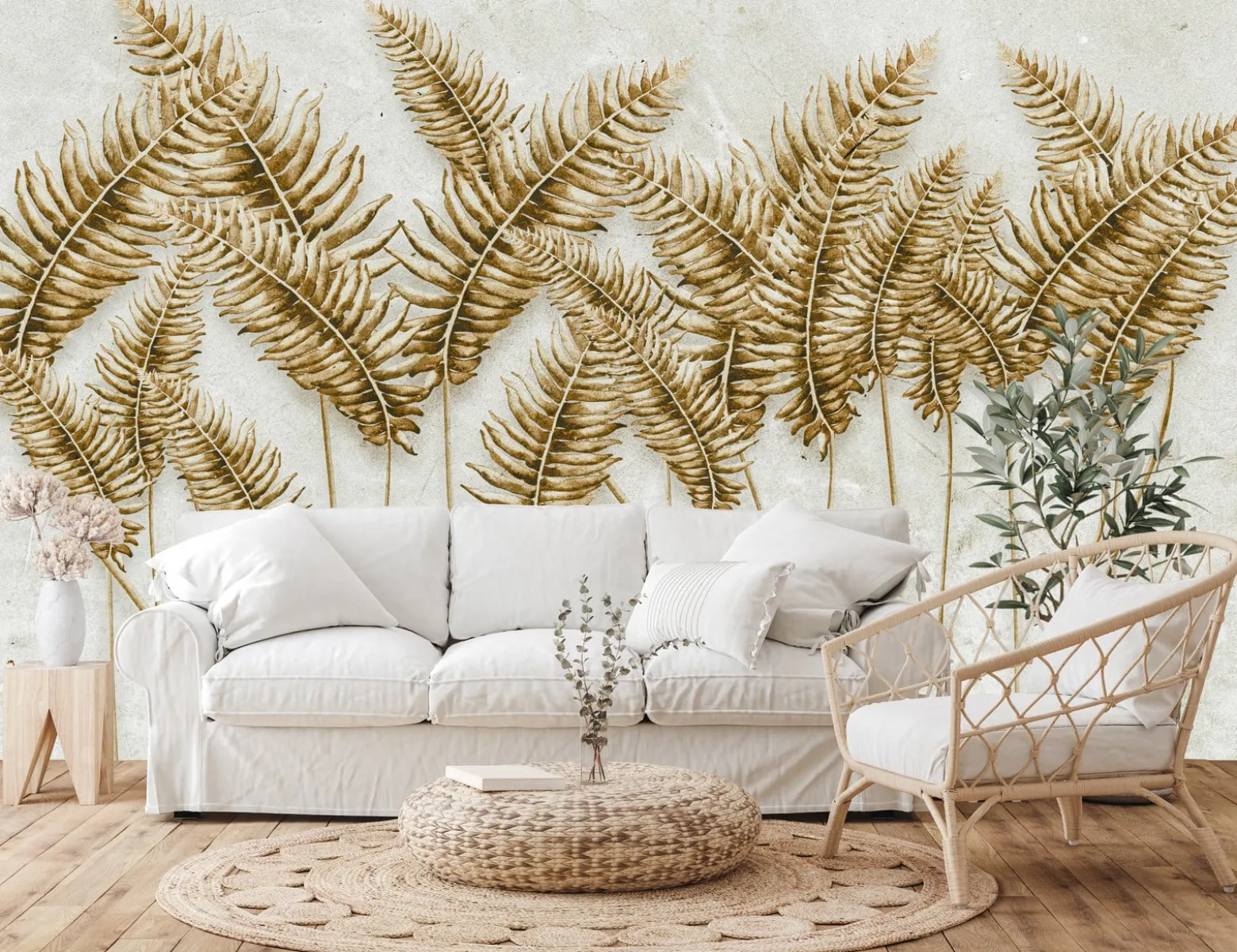 Fototapeta Liście Palmowe Na Betonie 90x60cm