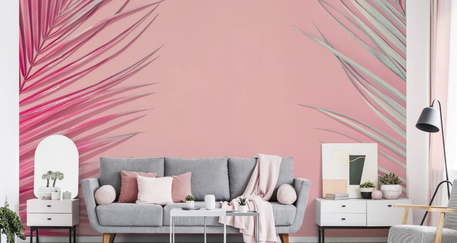Fototapeta Liście Palmowe na RÓŻOWYM Tle 90x60cm