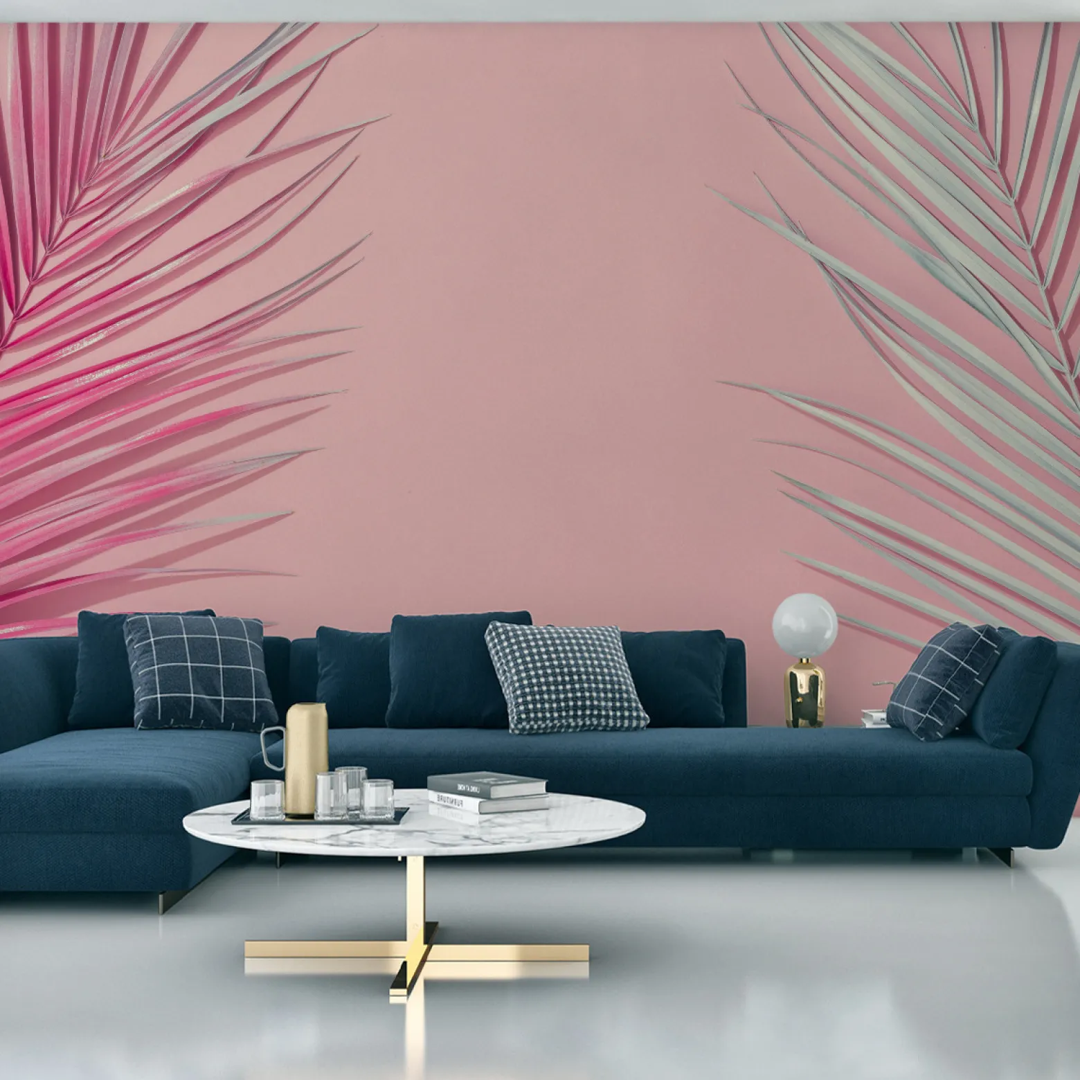 Fototapeta Liście Palmowe na RÓŻOWYM Tle 90x60cm