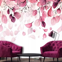 Fototapeta Liście Wiszące Różowe Sypialnia Salon Tapeta Flizelina 250X175