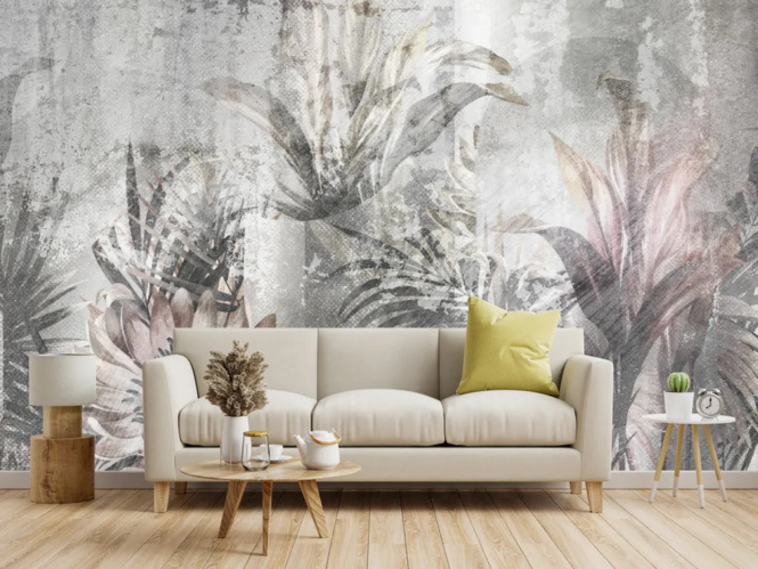 Fototapeta Liście W Stylu Retro Na Betonie 90x60cm
