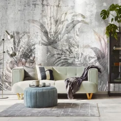 Fototapeta Liście W Stylu Retro Na Betonie 90x60cm
